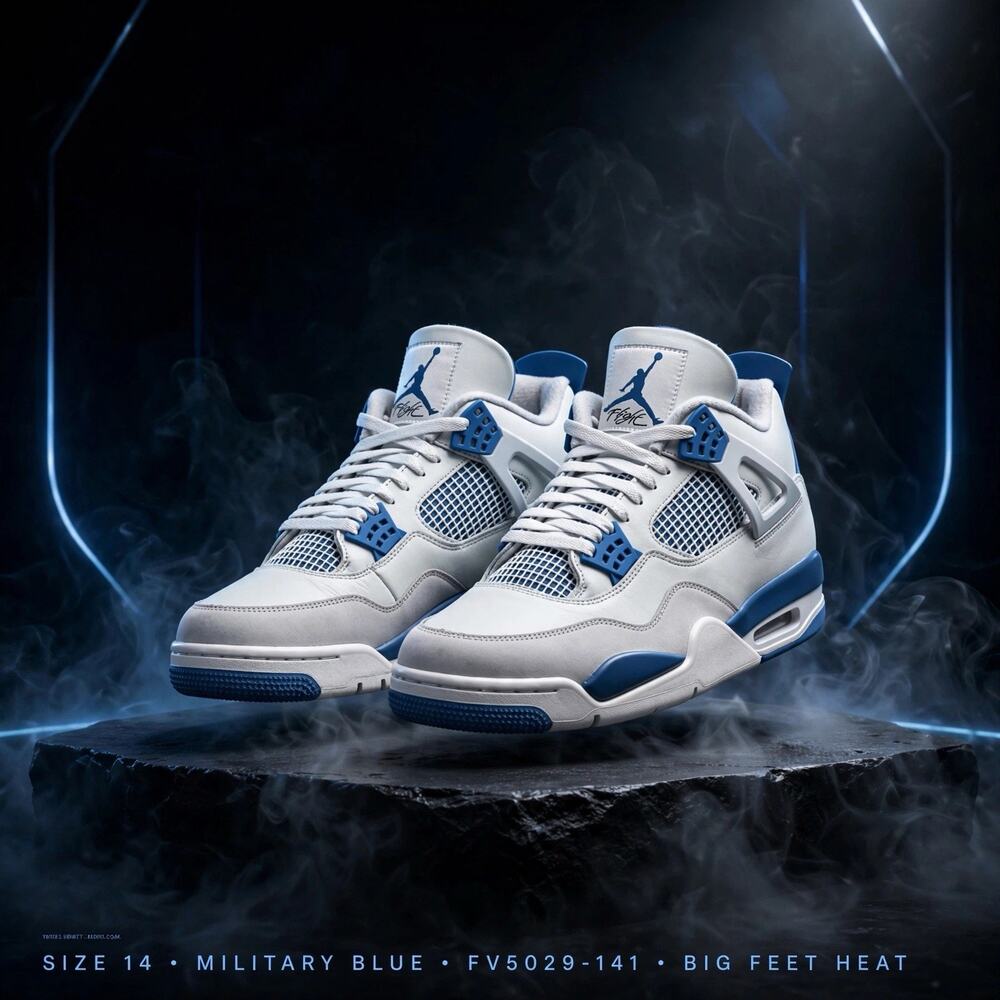 Size 14 - Air Jordan 4 Retro Military Blue 2024 FV5029-141 White Blue Nike Air